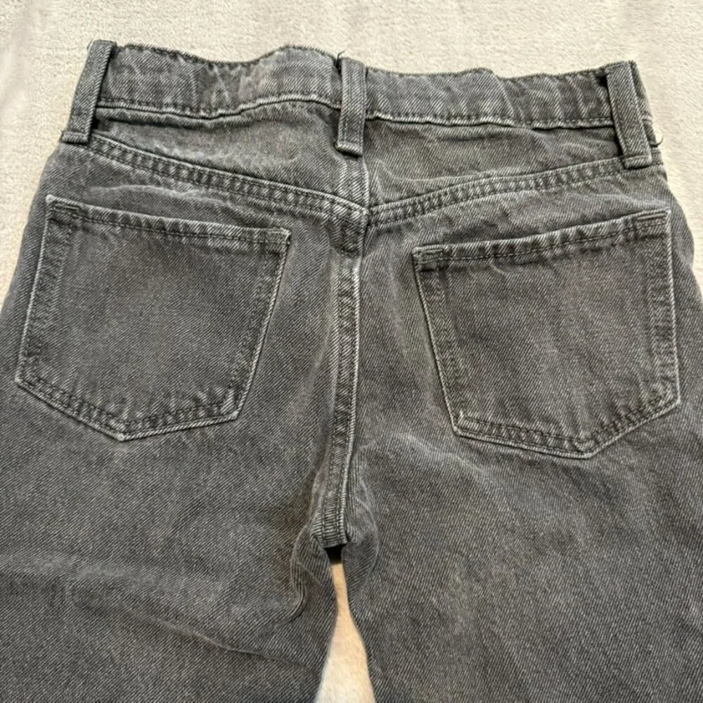 Old Navy Girls Size 8 High Rise Baggy Wide Leg Jeans Dark Grey Faded Black